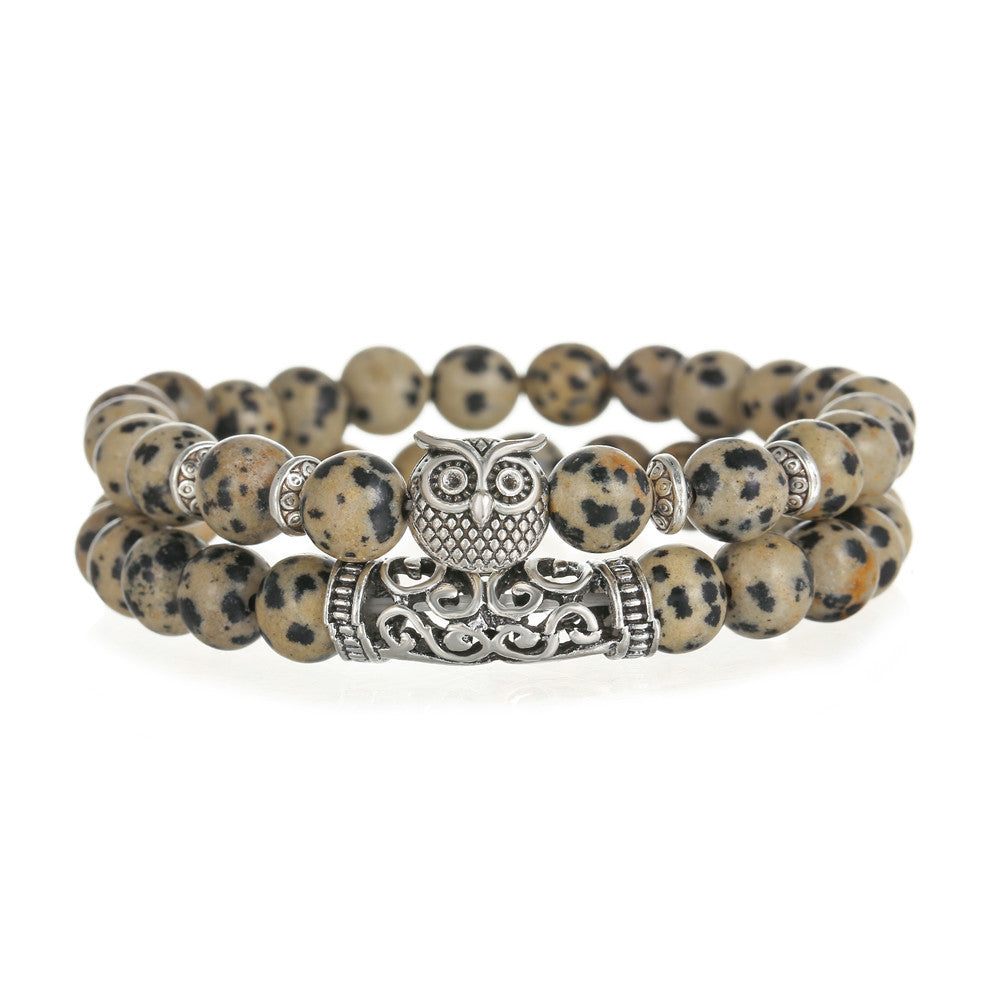 Animal Tiger's Eye Volcanic Stone Stretch Bracelet Set Unisex