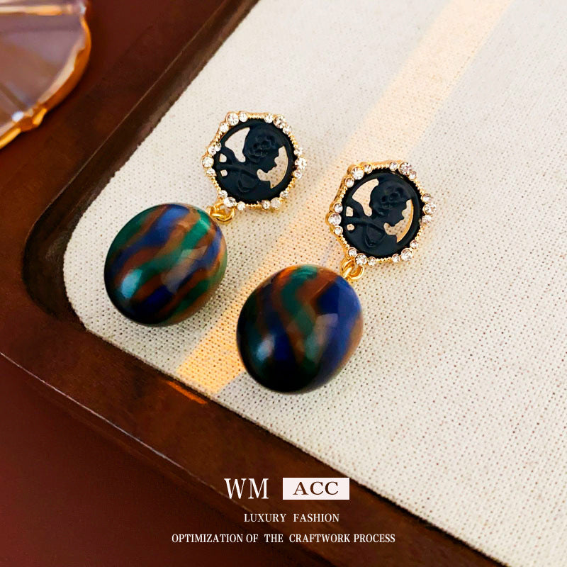 Chic Minimalist Round Resin Stud Earrings with Steel Posts for Women Geometric Fashion Accessory