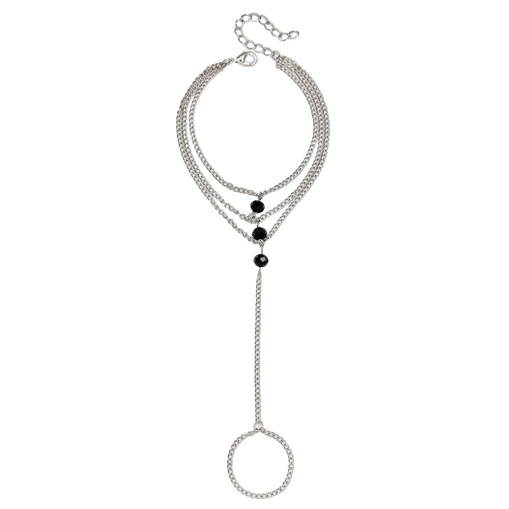 Geometric Zinc Alloy Finger Chain Bracelet for Women