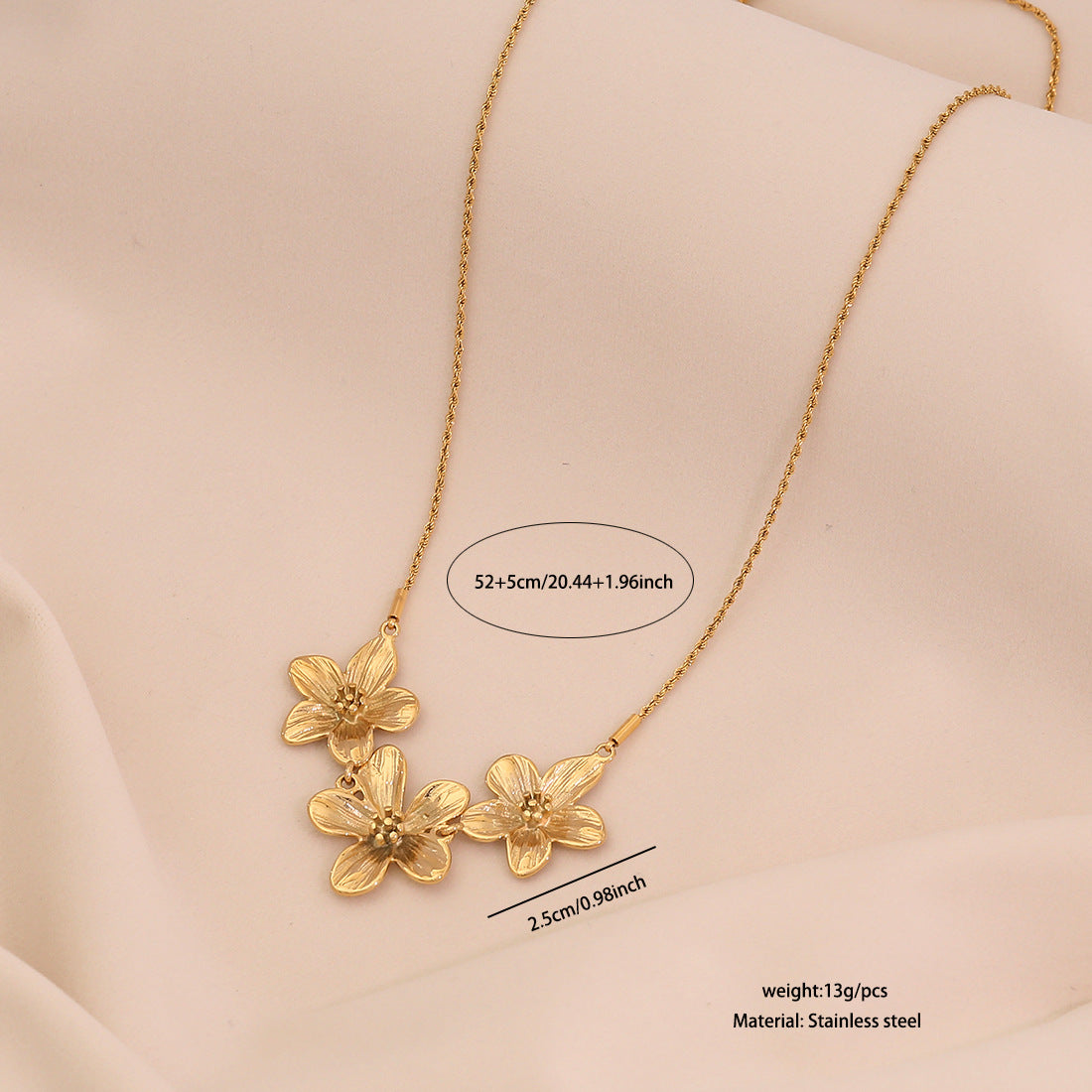 Fashionable Floral Stainless Steel Pendant Necklace with Plated Finish for Women O-Chain Collarbone Jewelry