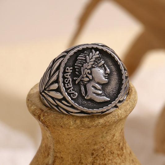 Anillo de Acero Inoxidable Geométrico de Moda para Hombre con Baño de Oro de 18K Diseño Hip-Hop de Inspiración Vintage