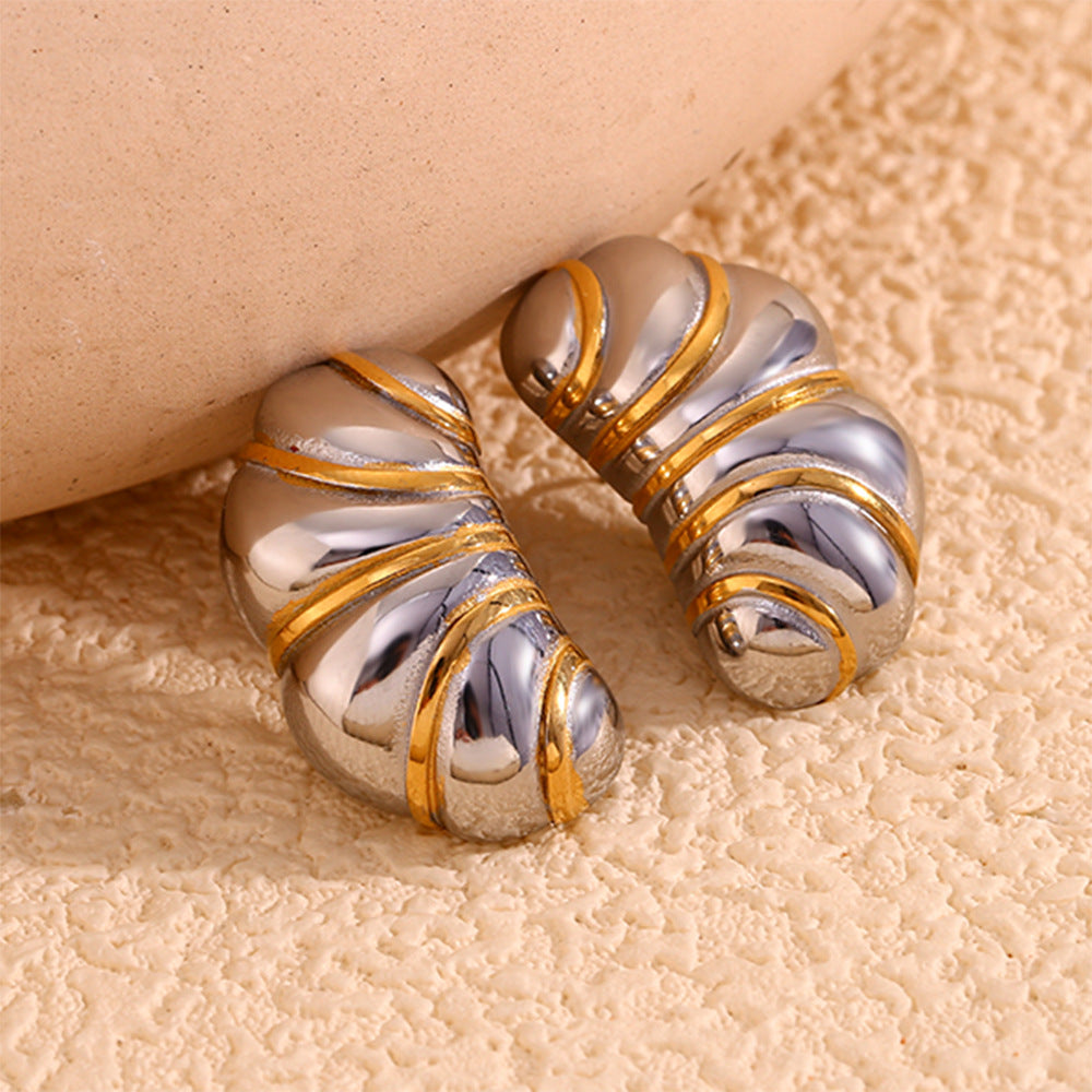 Pendientes Minimalistas Geométricos de Acero Inoxidable con Baño de Oro de 18K para Mujer