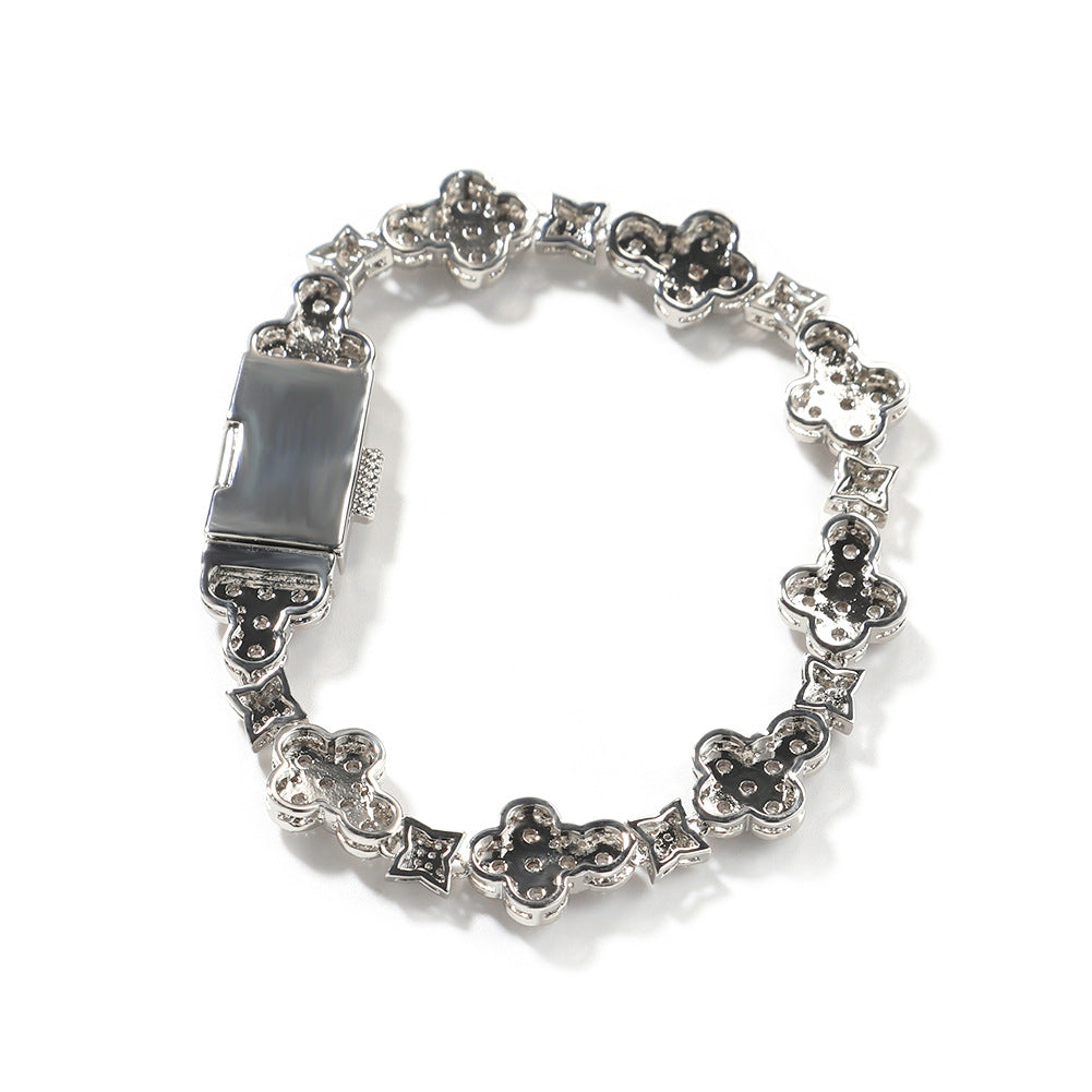 Pulsera minimalista de latón geométrico de hip-hop con circonita cúbica microengastada