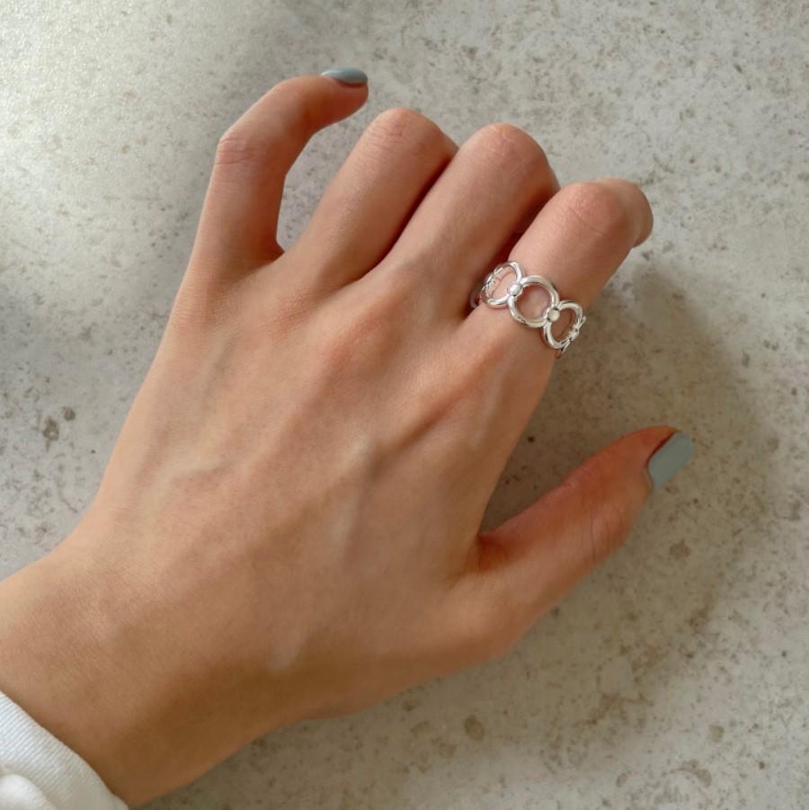 Anillo minimalista de plata de ley 925 con forma de onda para mujer, con diseño circular y acabado incrustado en plata
