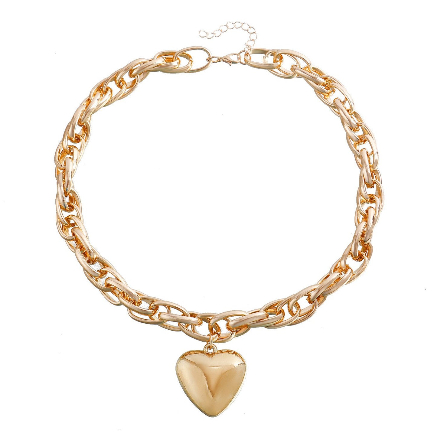 Minimalist Heart-Shaped Alloy Pendant Necklace with Plated Finish for Women Choker Style