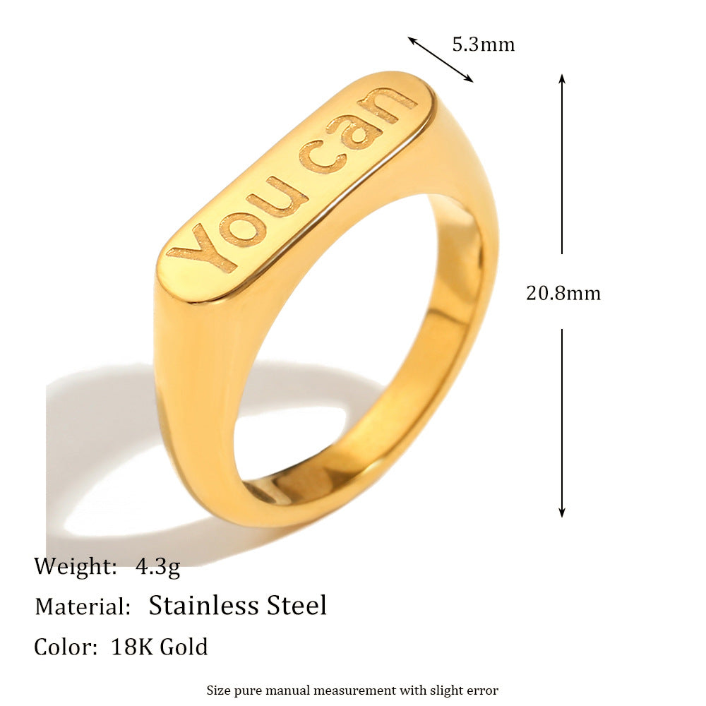 Anello geometrico minimalista in acciaio inossidabile placcato oro 18 carati da donna