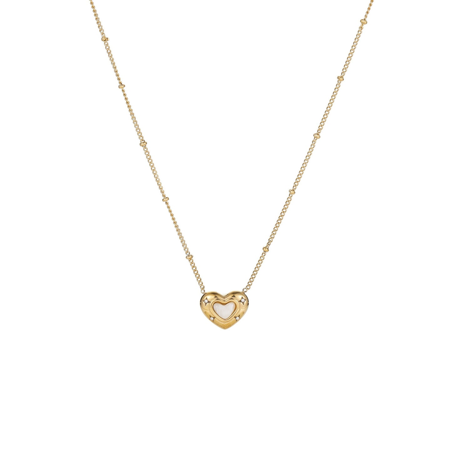 Fashionable Heart-Shaped Natural Stone Pendant Necklace in Titanium Steel with Plated Finish for Women