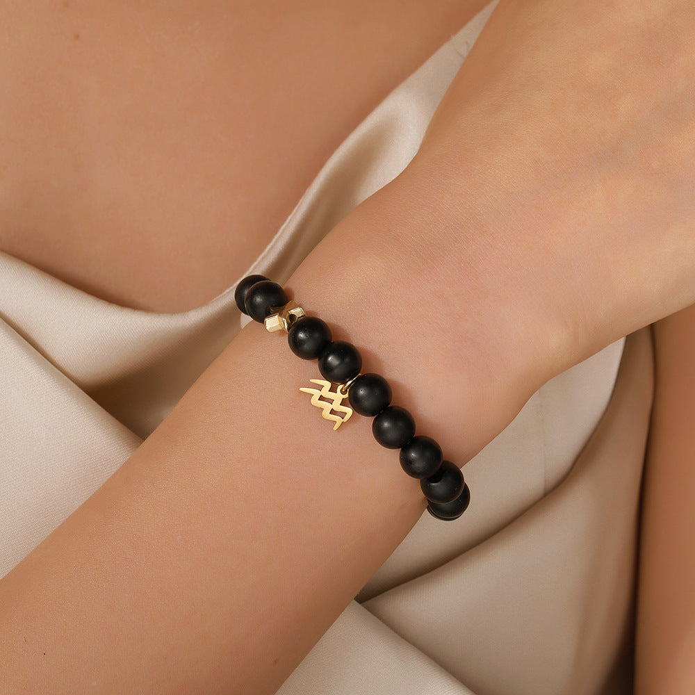 Constellation Geometric Stainless Steel and Alloy Beaded Bracelet with Natural Gemstone for Unisex