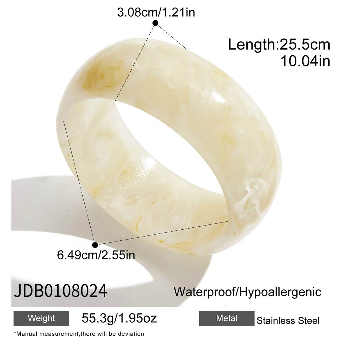 Pulsera de Resina Geométrica Minimalista con Acabado Chapado en Acero Inoxidable para Mujer
