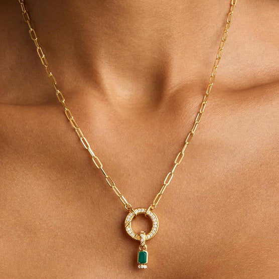 Minimalist Geometric Round Square Brass Plated Pendant Charm Bar with Openable Clasp