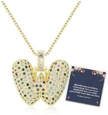 Sweet Hip-hop Letter Brass Cubic Zirconia Inlay Pendant Necklace Box Chain Unisex