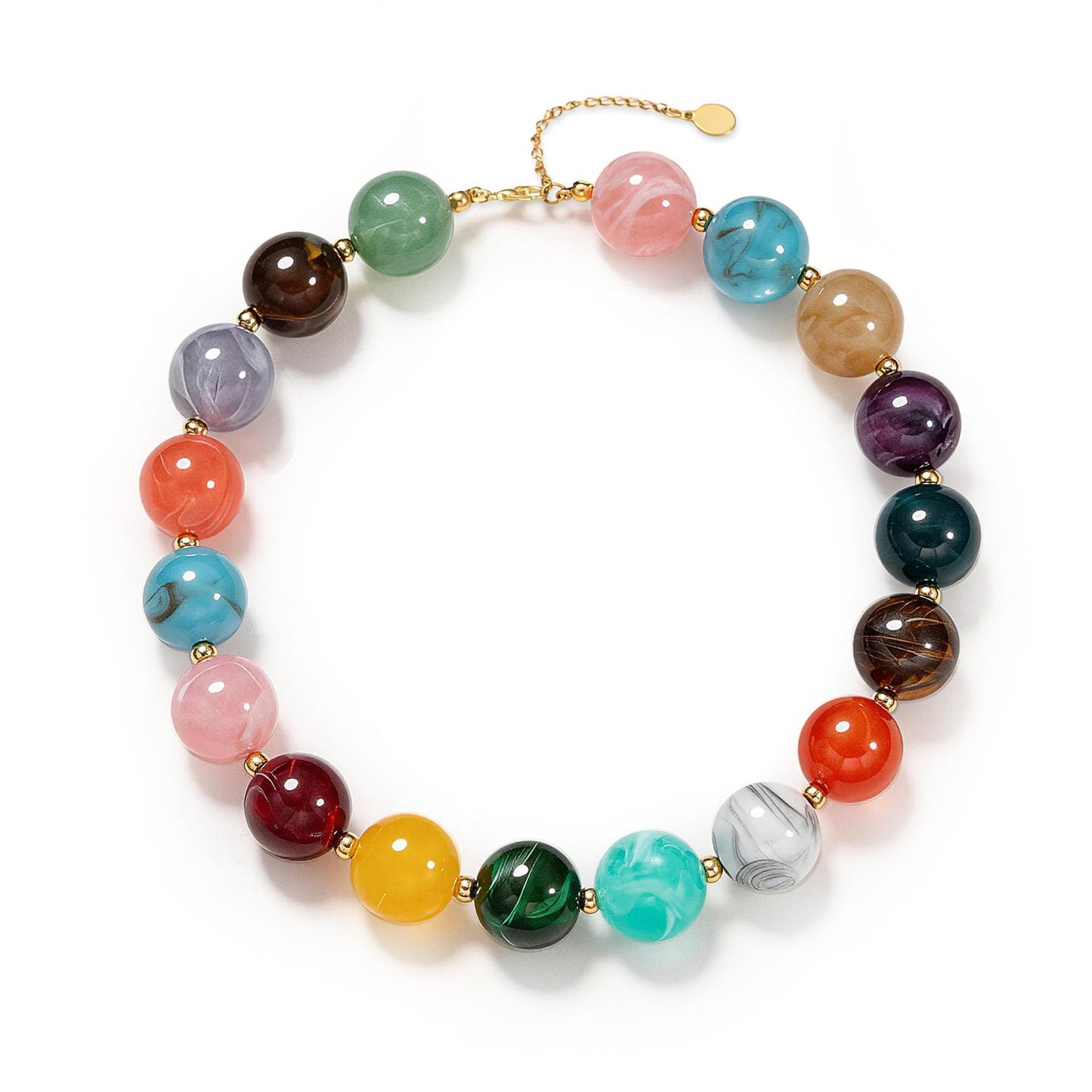 Casual Geometric Round Resin Beaded Necklace for Women