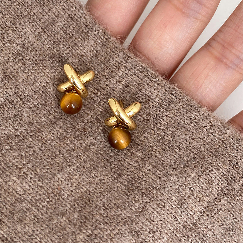 Aretes de resina minimalistas retro con letra X y postes de plata de ley 925 para mujer