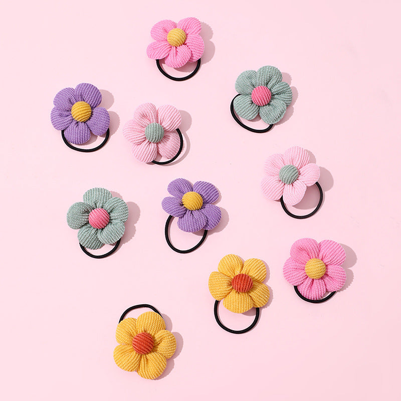 Set di Elastici per Capelli Floreali Carini per Bambini - Accessori per Capelli in Tessuto Colorati a Forma di Fiore, Confezione da 10 Pezzi