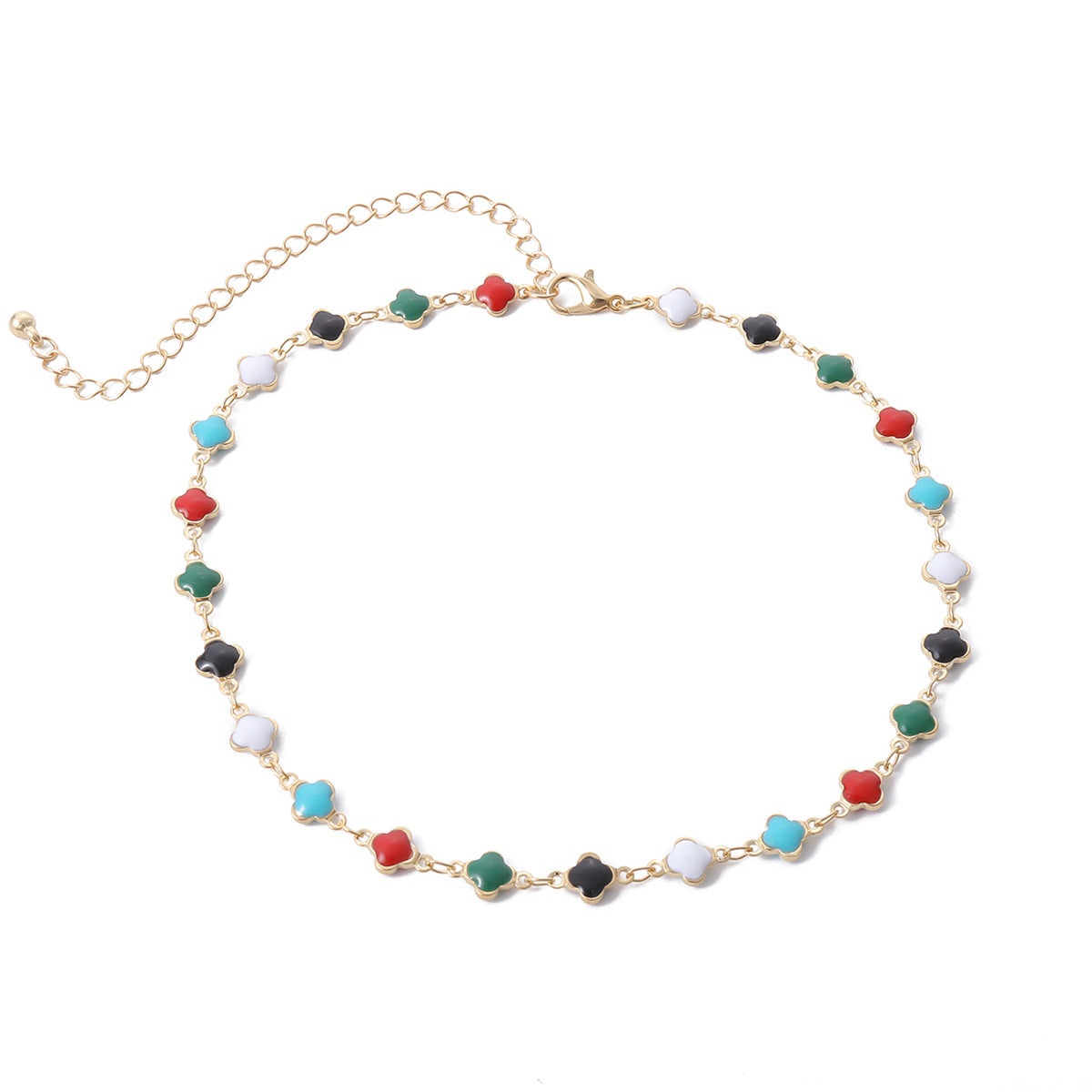 Collana con Ciondolo Floreale Retrò Minimalista da Donna, Catena in Rame Stile O-Chain, Intarsio in Lega Placcata, Design Dolce e Fresco