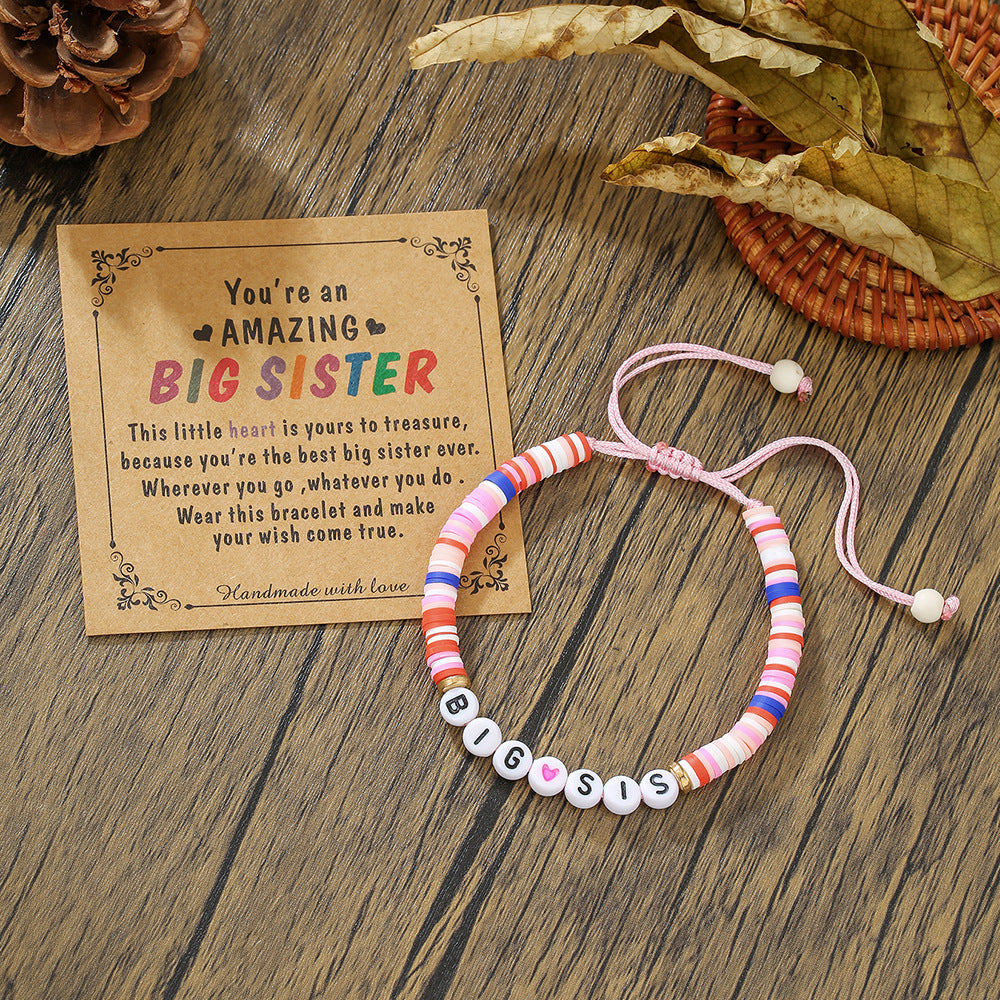 Bohemian Handmade Braided Friendship Bracelet with Colorful Letter Beads Heart and Pearl Charms