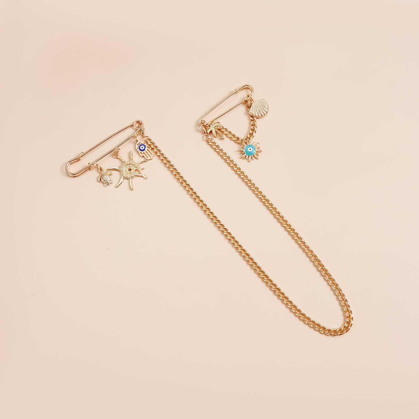 Fashionable Starfish Turtle and Palm Tree Brooch in Alloy with Plated Finish for Women