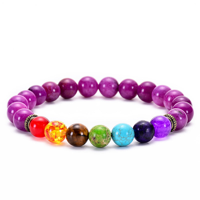 Natural Agate Lava Stone Beaded Bracelet Round Geometric Unisex Yoga Jewelry