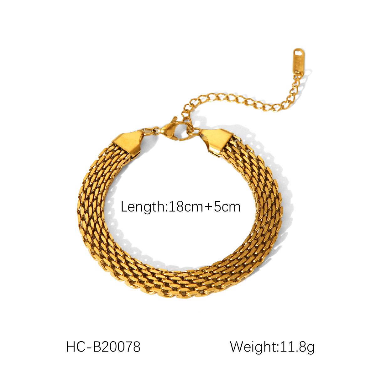 Bracciale geometrico da donna in acciaio inossidabile placcato oro 18 carati