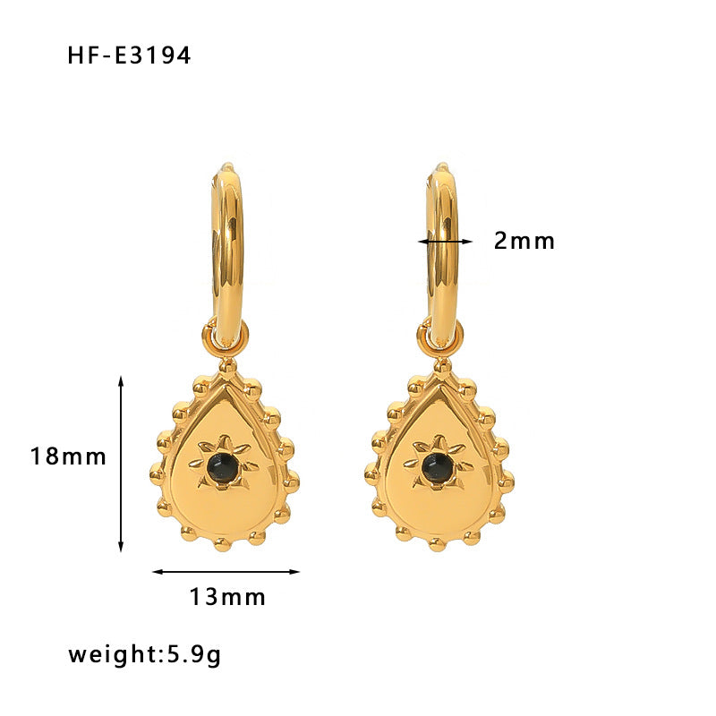 Orecchini da Donna in Acciaio Inossidabile a Goccia di Ispirazione Vintage con Placcatura in Oro 18K