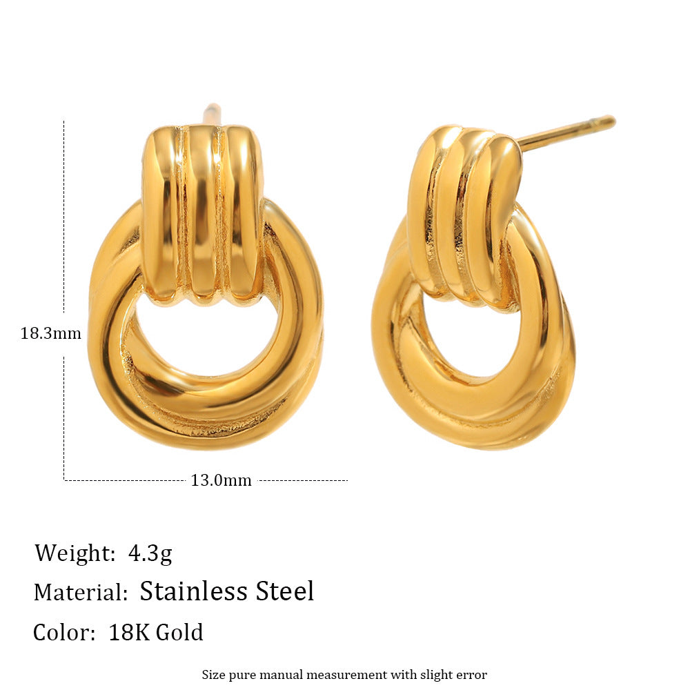 Pendientes minimalistas geométricos de acero inoxidable con baño de oro de 18 quilates para mujer