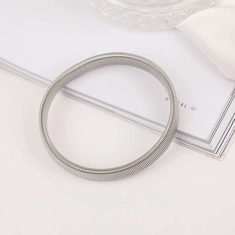 Geometric Alloy Stretchable Cuff Bracelet Unisex Arm Band