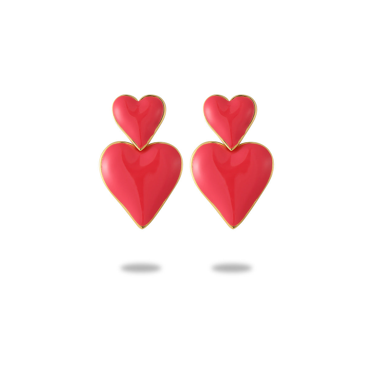Orecchini da donna alla moda a forma di cuore, in acciaio inossidabile smaltato e placcatura sottovuoto in oro 18 carati