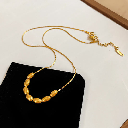 Minimalist Luxury Gold Plated Oval Geometric Titanium Steel Necklace