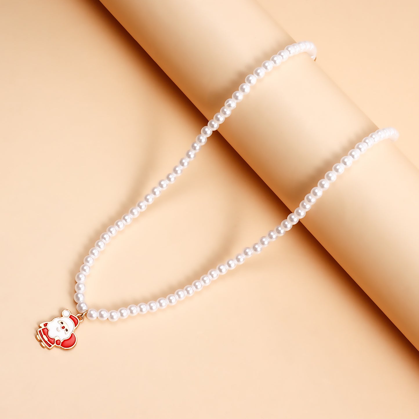 Minimalist Geometric Pendant Necklace with Enamel Snowflake and Bell Charms, Alloy Drop-Enamel Christmas Tree Accents on Metal Chain for Women