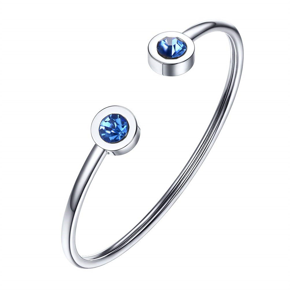 Pulsera minimalista geométrica de acero inoxidable con piedra de nacimiento de diciembre para mujer