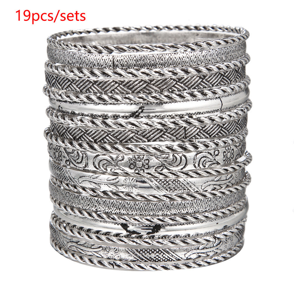 Punk Geometric Round Plated Iron Rope Chain Bracelet Set