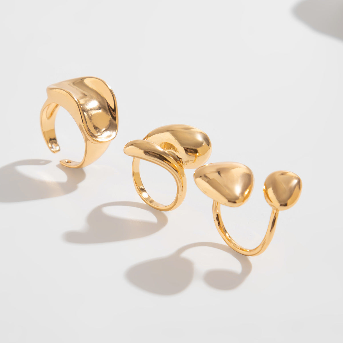 Minimalist Geometric Teardrop Zinc Alloy Plated Ring Set for Women