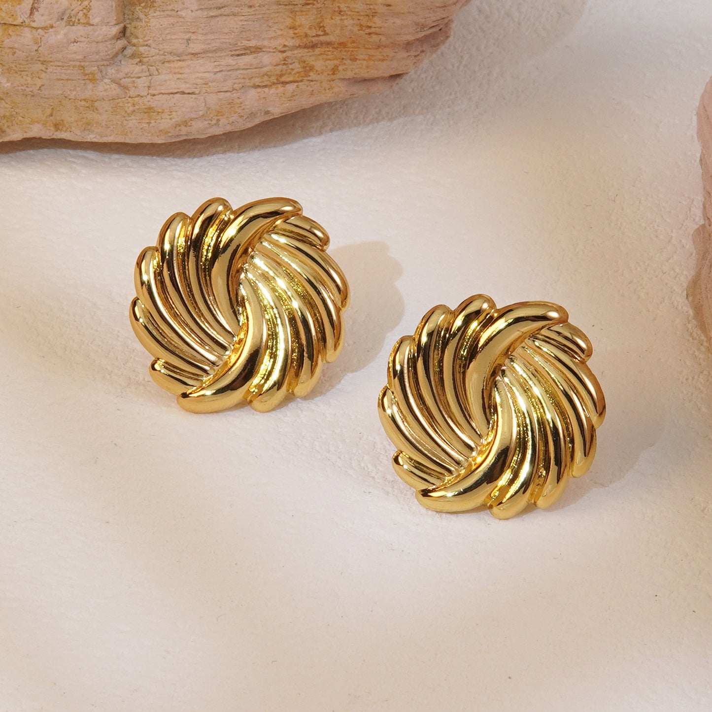 Elegant Vintage Geometric Round Titanium Steel Plated Earrings for Women