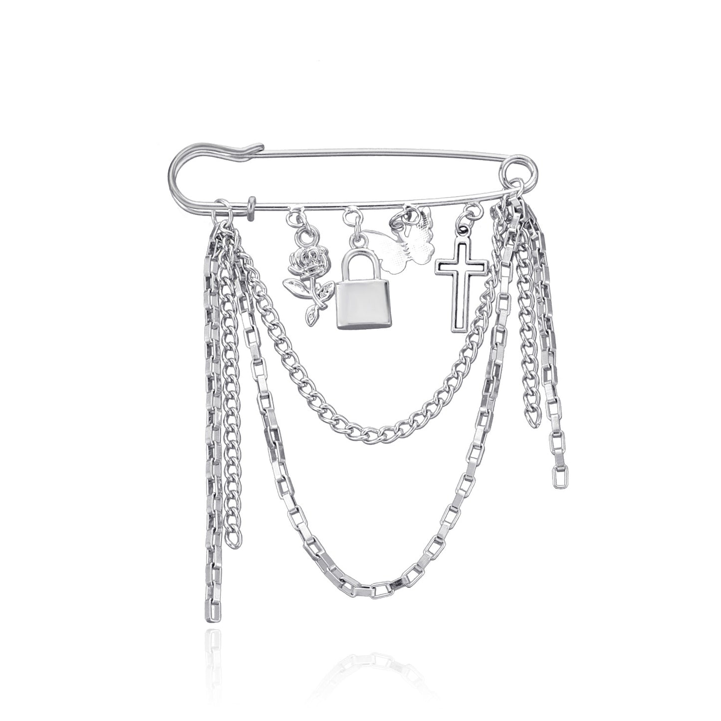 Vintage Trendy Cross Geometric Alloy Brooch for Women, Plated Metal Pin Jewelry Accessory