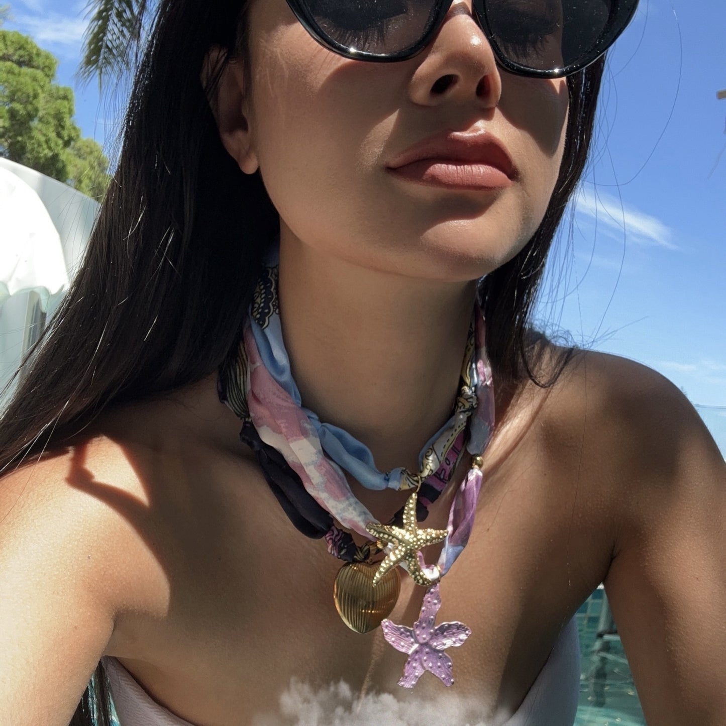 Casual Stainless Steel Plated Floral Shell Necklace for Women