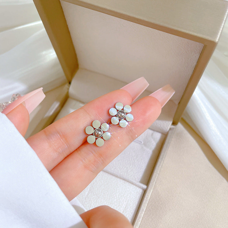Minimalist Sweet Geometric Titanium Steel Plated Stud Earrings