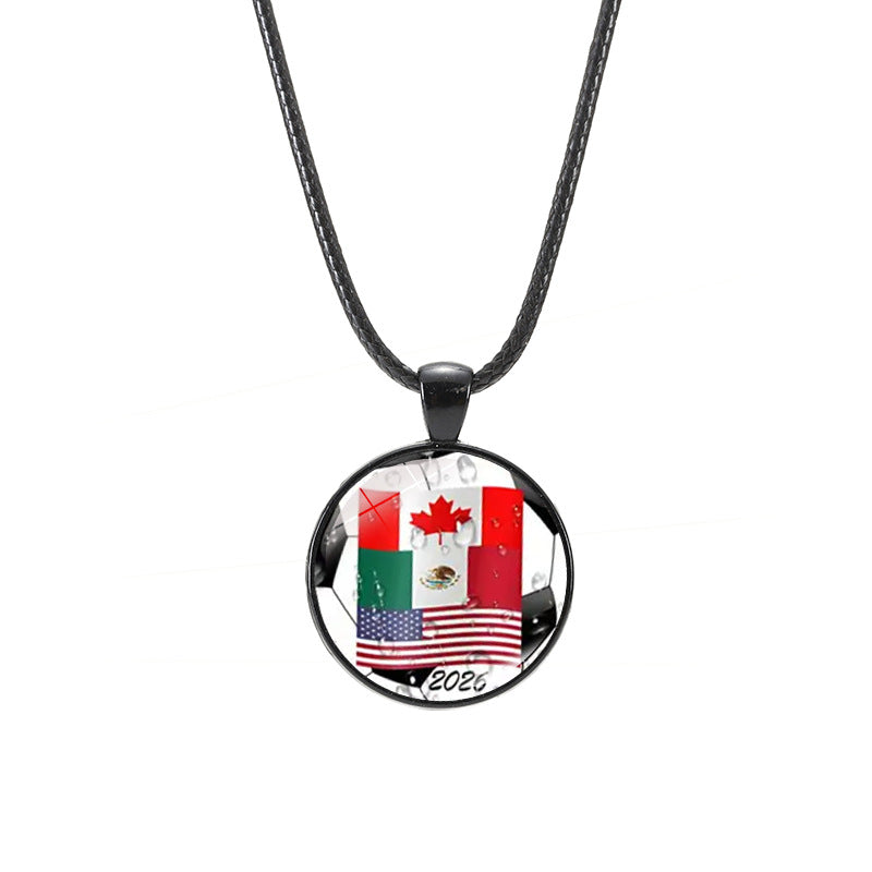Sporty Geometric Crystal Alloy Pendant Necklace Unisex Casual Leather Cord