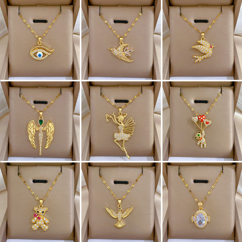 Collana con ciondolo in rame micro-pavé a forma di animale in stile etnico con catena regolabile per uomo e donna