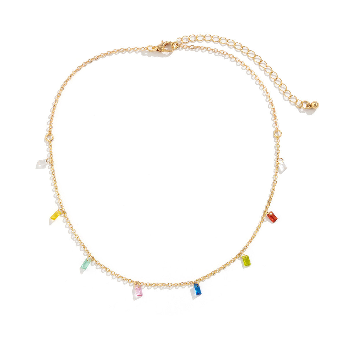 Bohemian Star Acrylic Pendant Crystal Inlay Plated Alloy Box Chain Necklace
