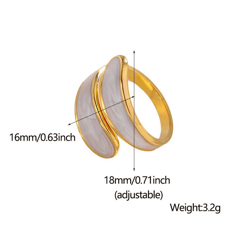 Minimalist Titanium Steel Adjustable Ring for Women with Enamel Finish Geometric Irregular Shape Cold Aesthetic Finger Ring