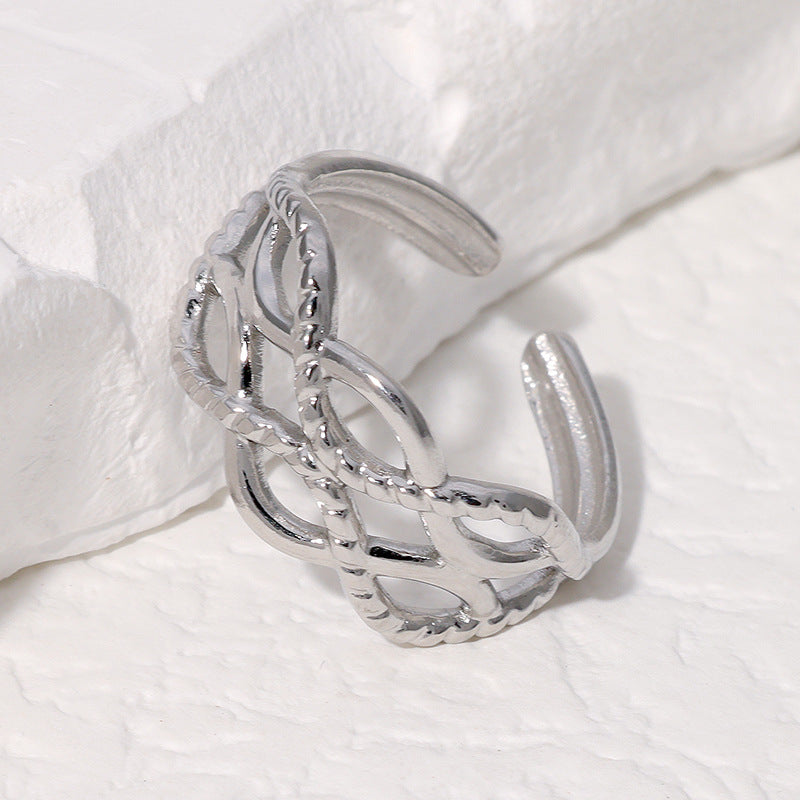 Geometric Plated Stainless Steel Open Ring for Women
