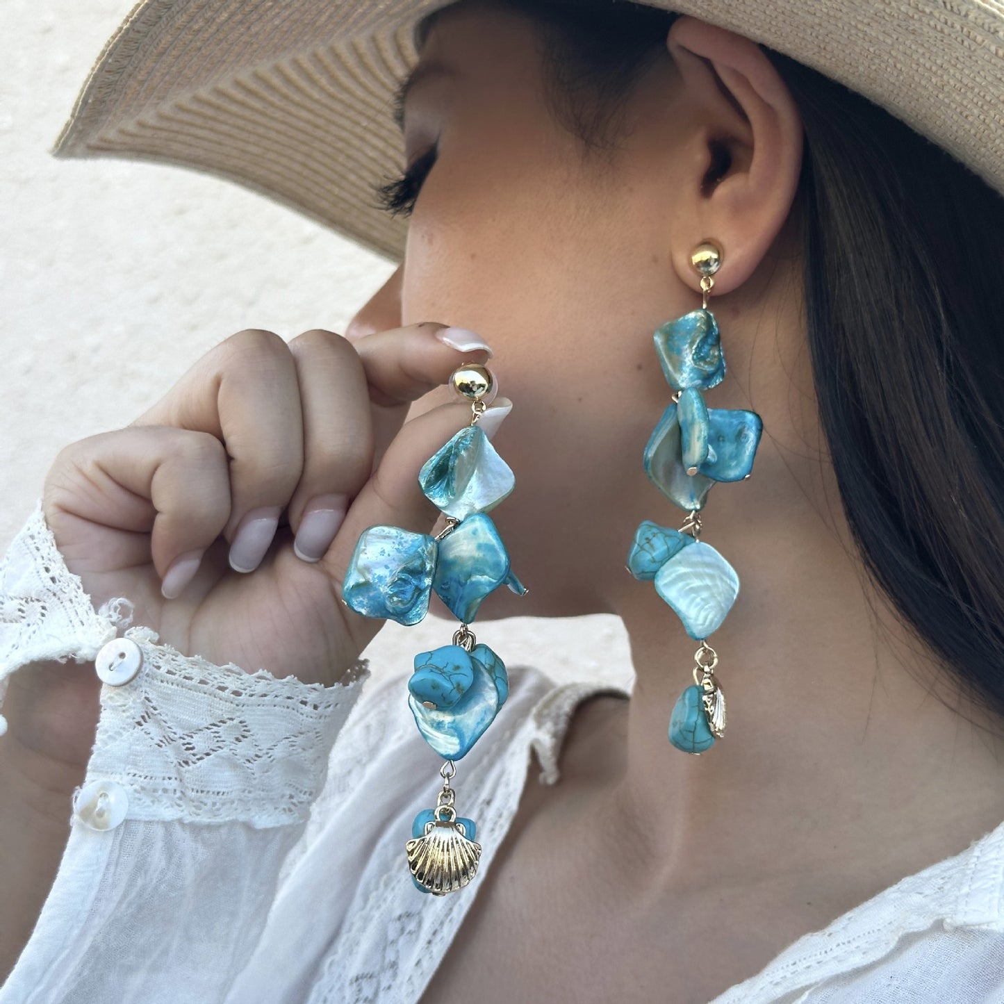 Sweet Geometric Starfish Shell Alloy Plated Earrings Irregular Design for Women