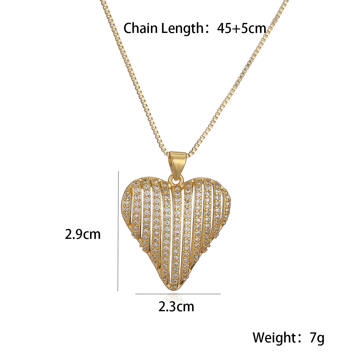Minimalist Heart-Shaped Copper Pendant Necklace with Real Gold Plating and Zircon Inlay for Women