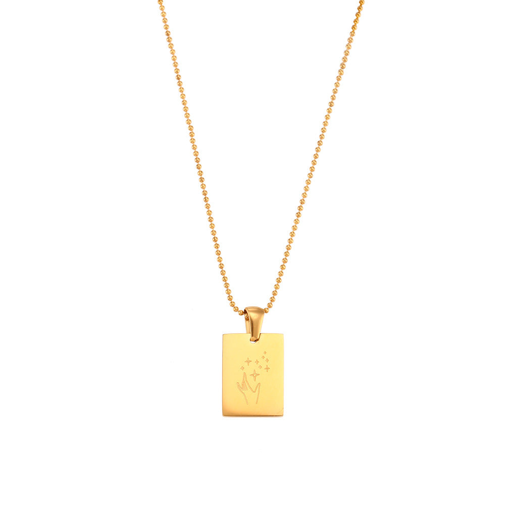 Minimalist Geometric Square Pendant Necklace for Women in Stainless Steel with 18K Gold Plating