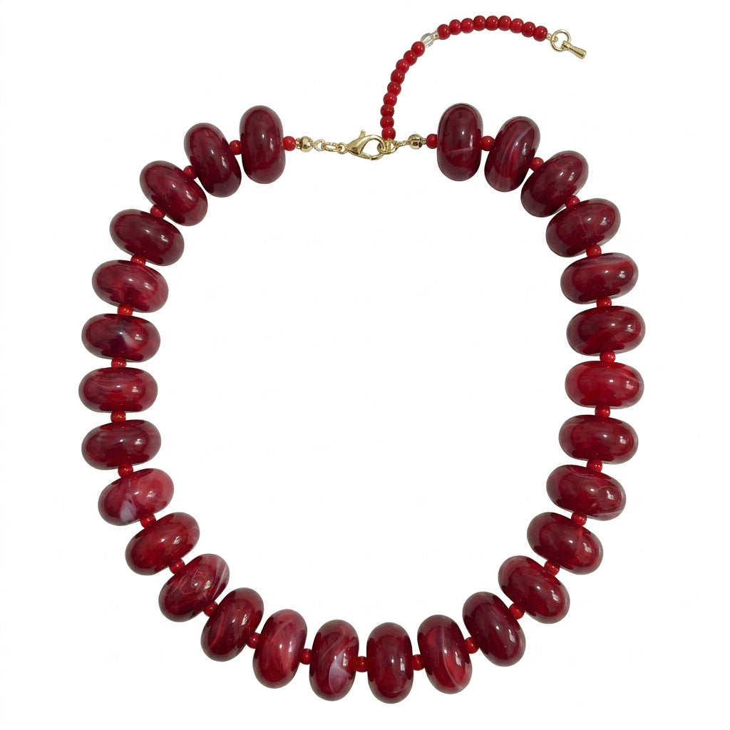 Bohemian Geometric Acrylic Pendant Brass Ball Chain Necklace for Women