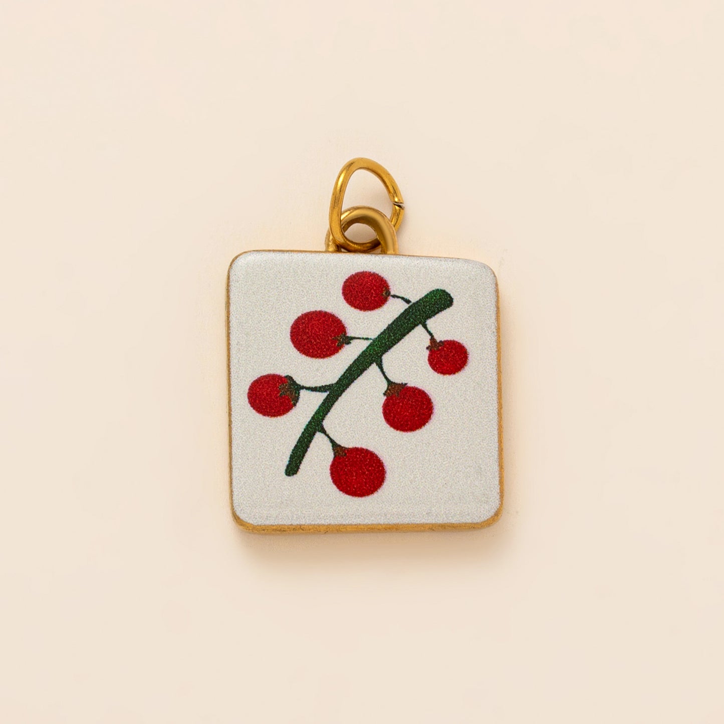 Vintage 18K Gold Plated Stainless Steel Fruit Charm Bar for Women