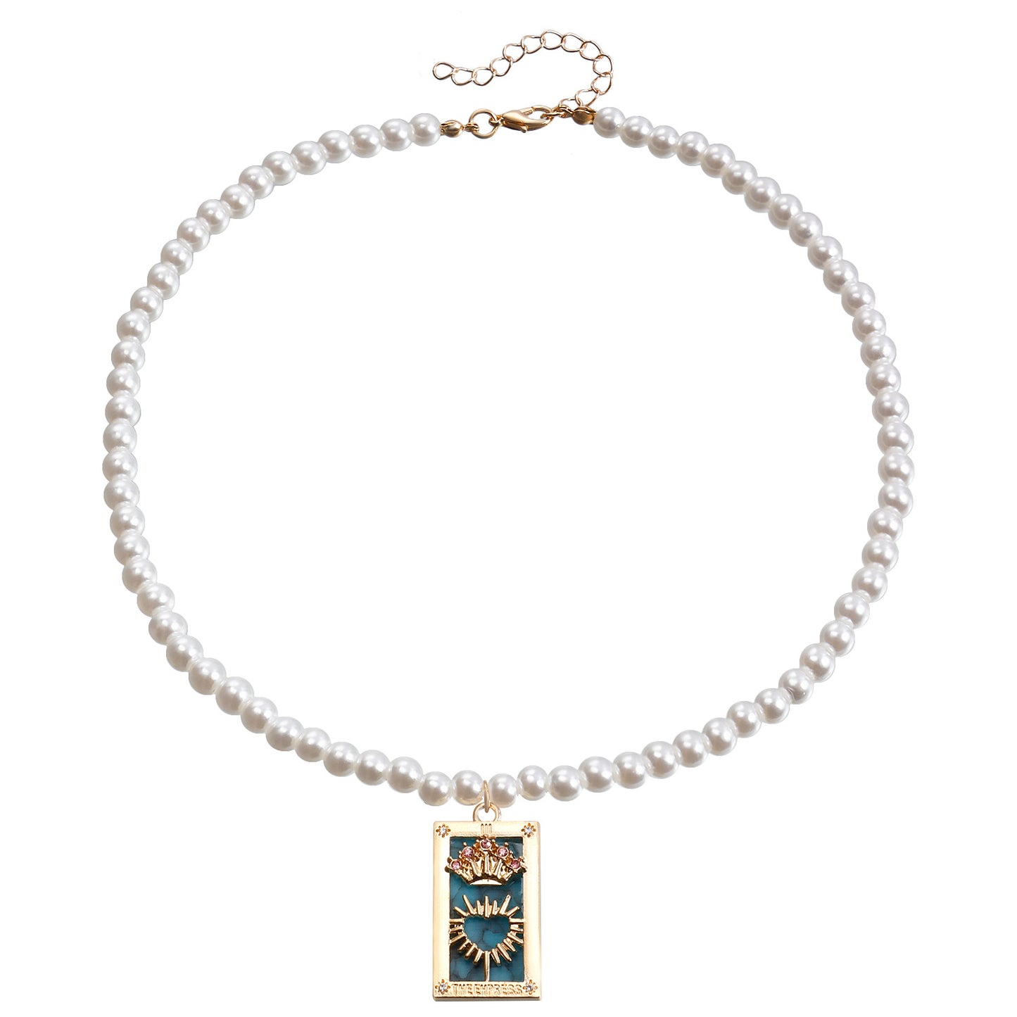 Fashionable Minimalist Rectangular Tarot Pendant Necklace for Women with Alloy Base and Rhinestone Inlay, Gold-Plated Clavicle Chain
