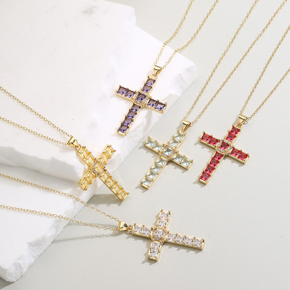 Minimalist Geometric Pendant Necklace for Women Copper Base with Real Gold Plating and Zircon Accent