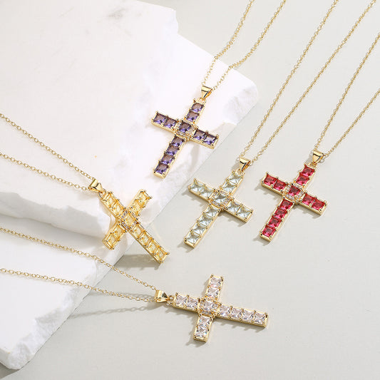 Minimalist Geometric Pendant Necklace for Women Copper Base with Real Gold Plating and Zircon Accent