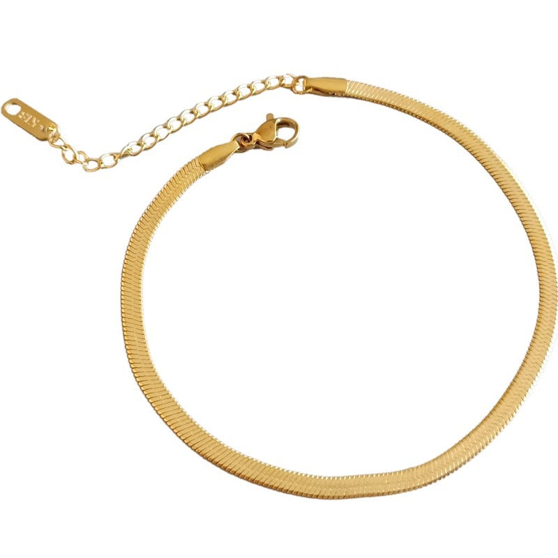 Minimalist Geometric Titanium Steel Anklet for Women with Snake Chain Style